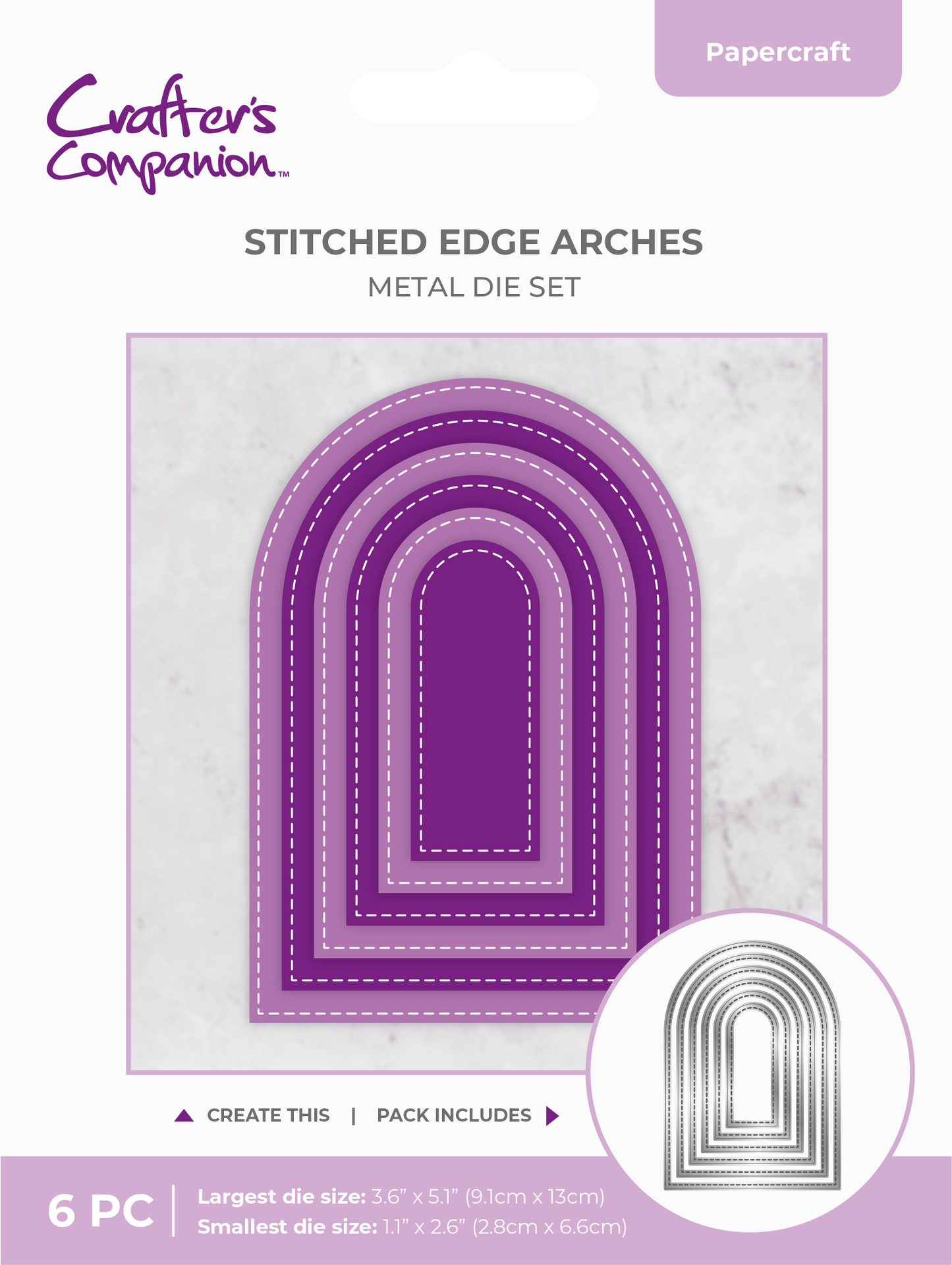 Crafter's Companion Metal Die - Stitched Edge Arches