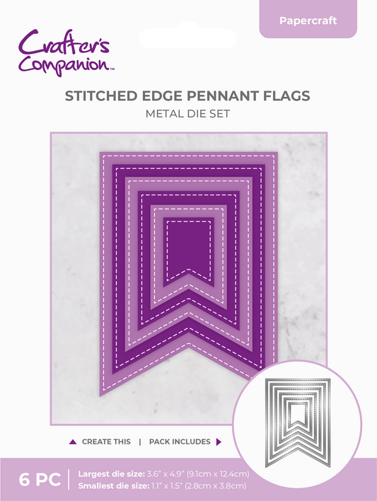 Crafter's Companion Metal Die - Stitched Edge Pennant Flags
