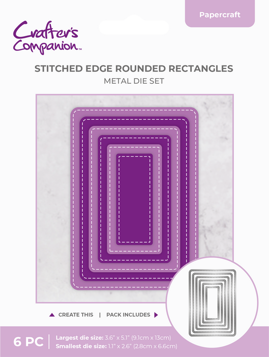 Crafter's Companion Metal Die - Stitched Edge Rounded Rectangles