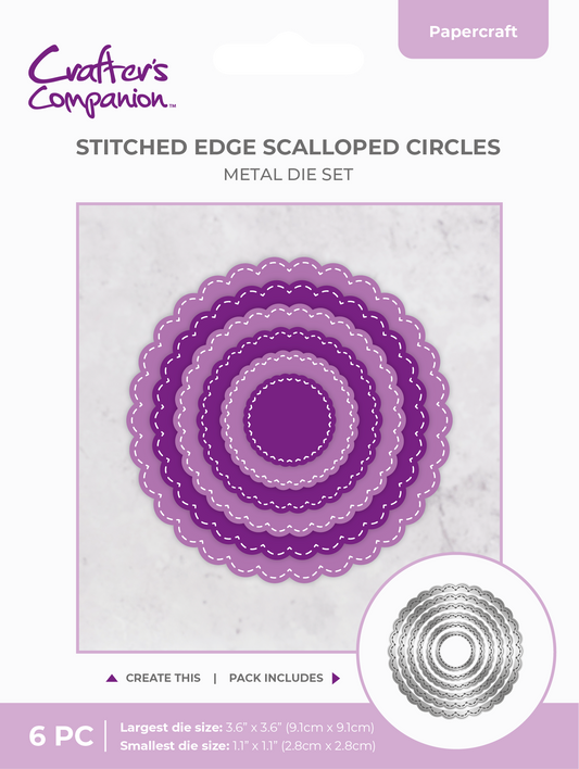 Crafter's Companion Metal Die - Stitched Edge Scalloped Circles