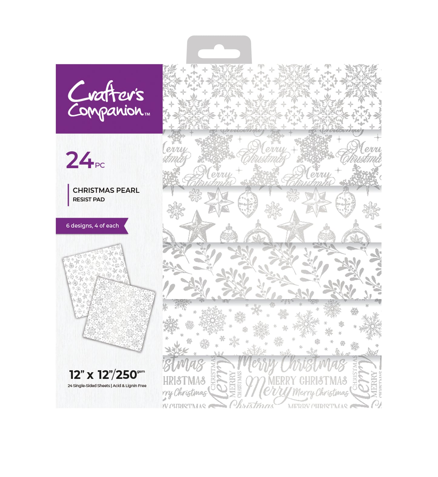 Crafter's Companion 12x12 Paper Pad - Christmas Pearl Resist Pad