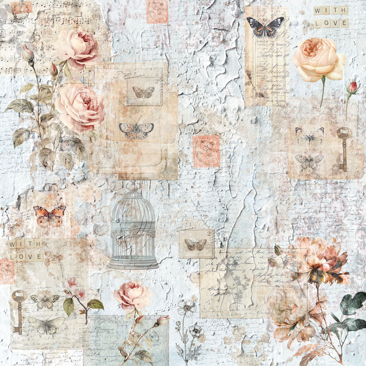 Crafters Companion 12” x 12” Paper Pad - Distressed Florals