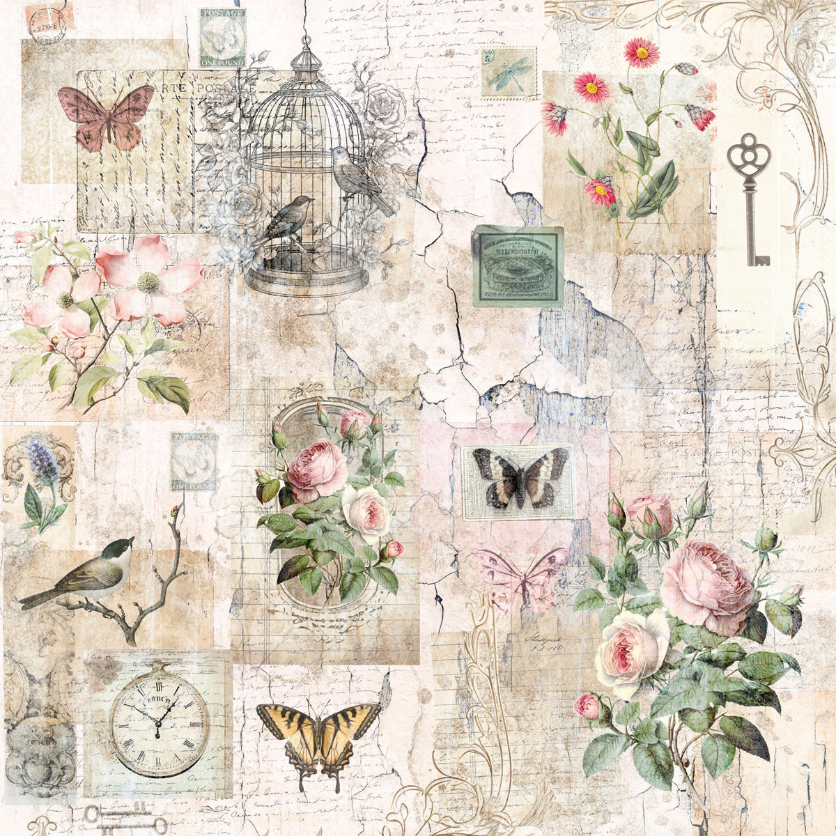 Crafters Companion 12” x 12” Paper Pad - Distressed Florals
