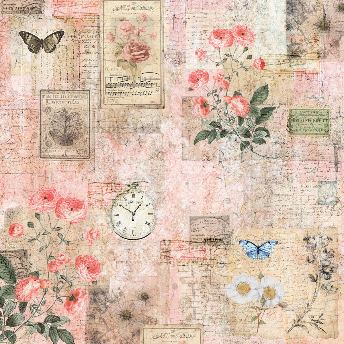 Crafters Companion 12” x 12” Paper Pad - Distressed Florals