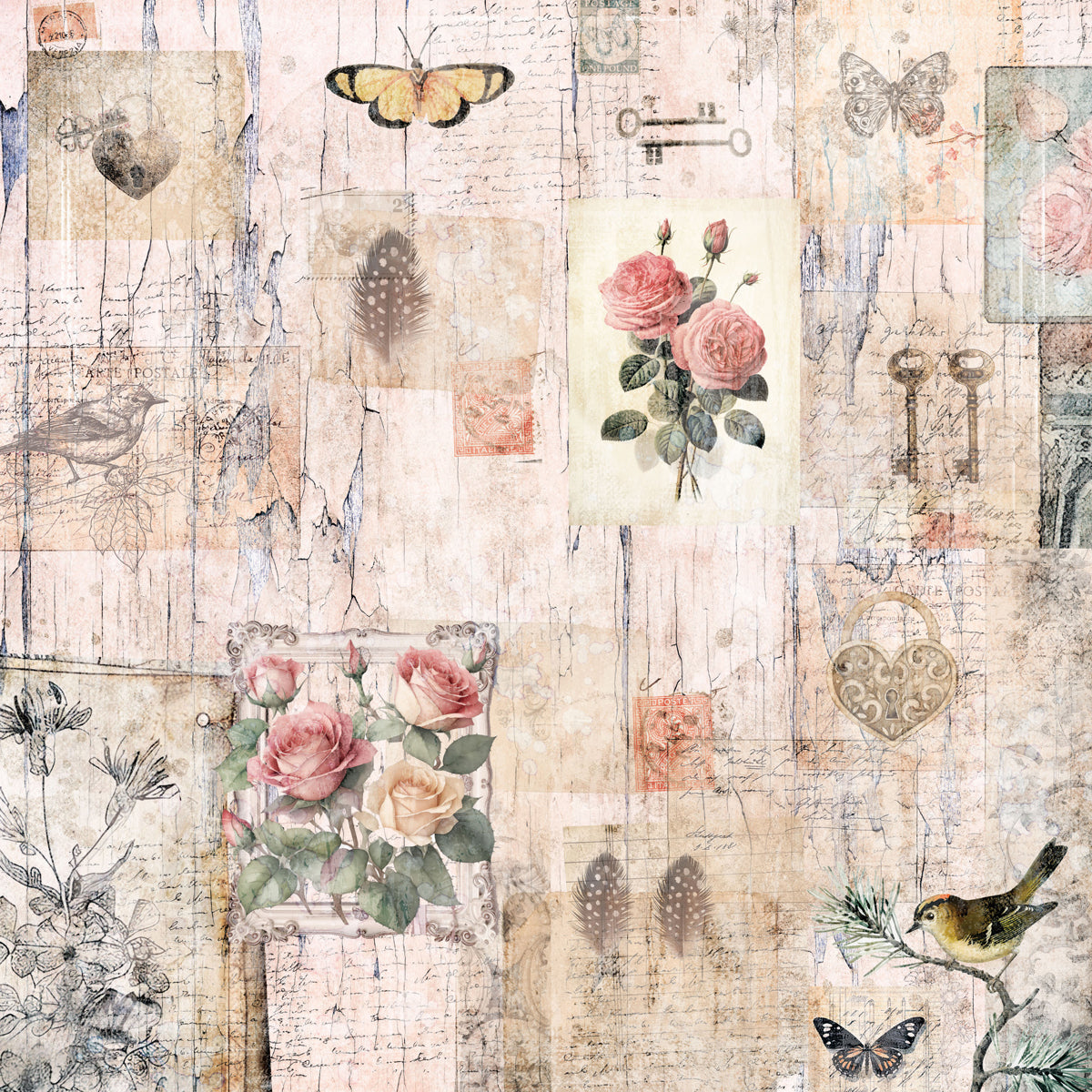 Crafters Companion 12” x 12” Paper Pad - Distressed Florals