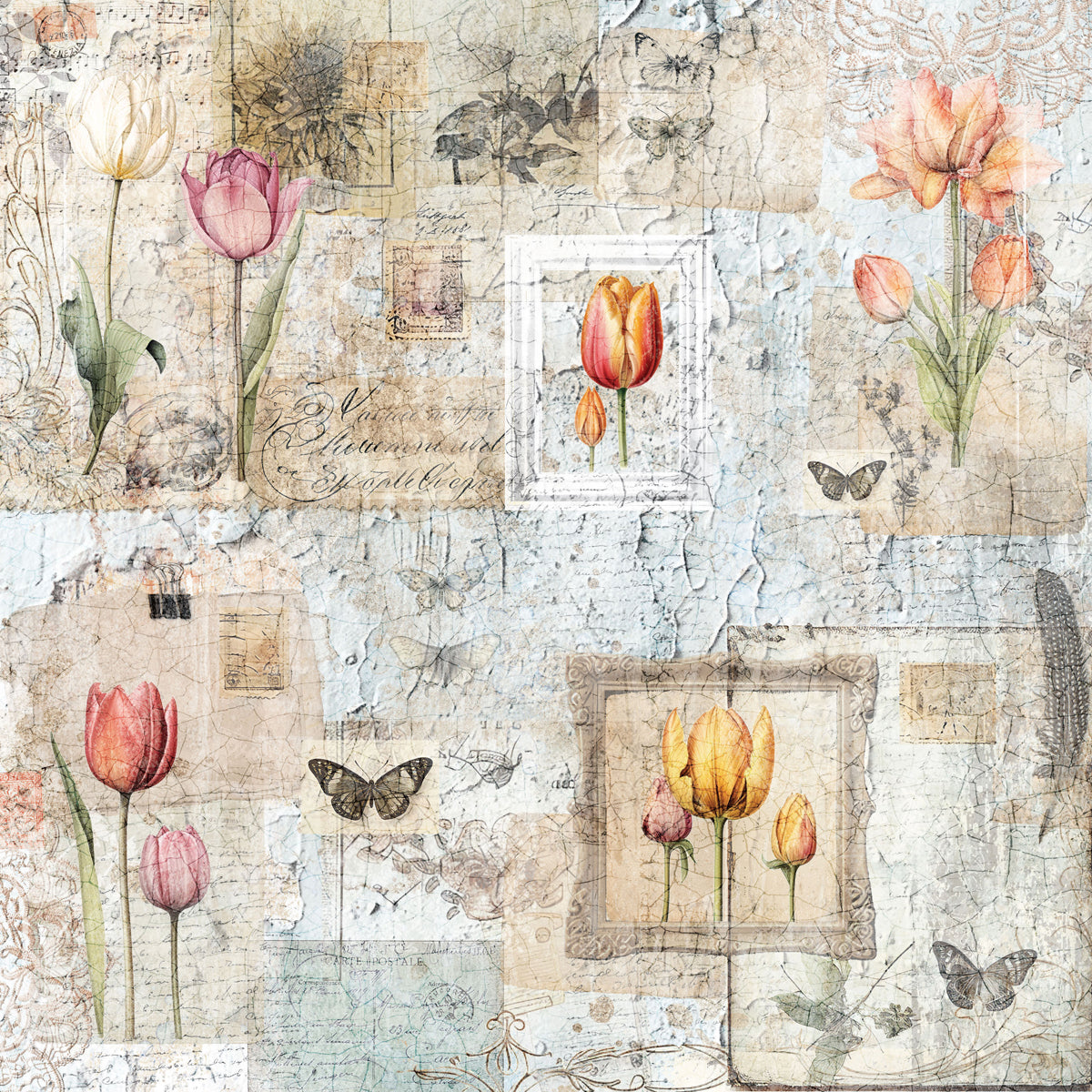 Crafters Companion 12” x 12” Paper Pad - Distressed Florals
