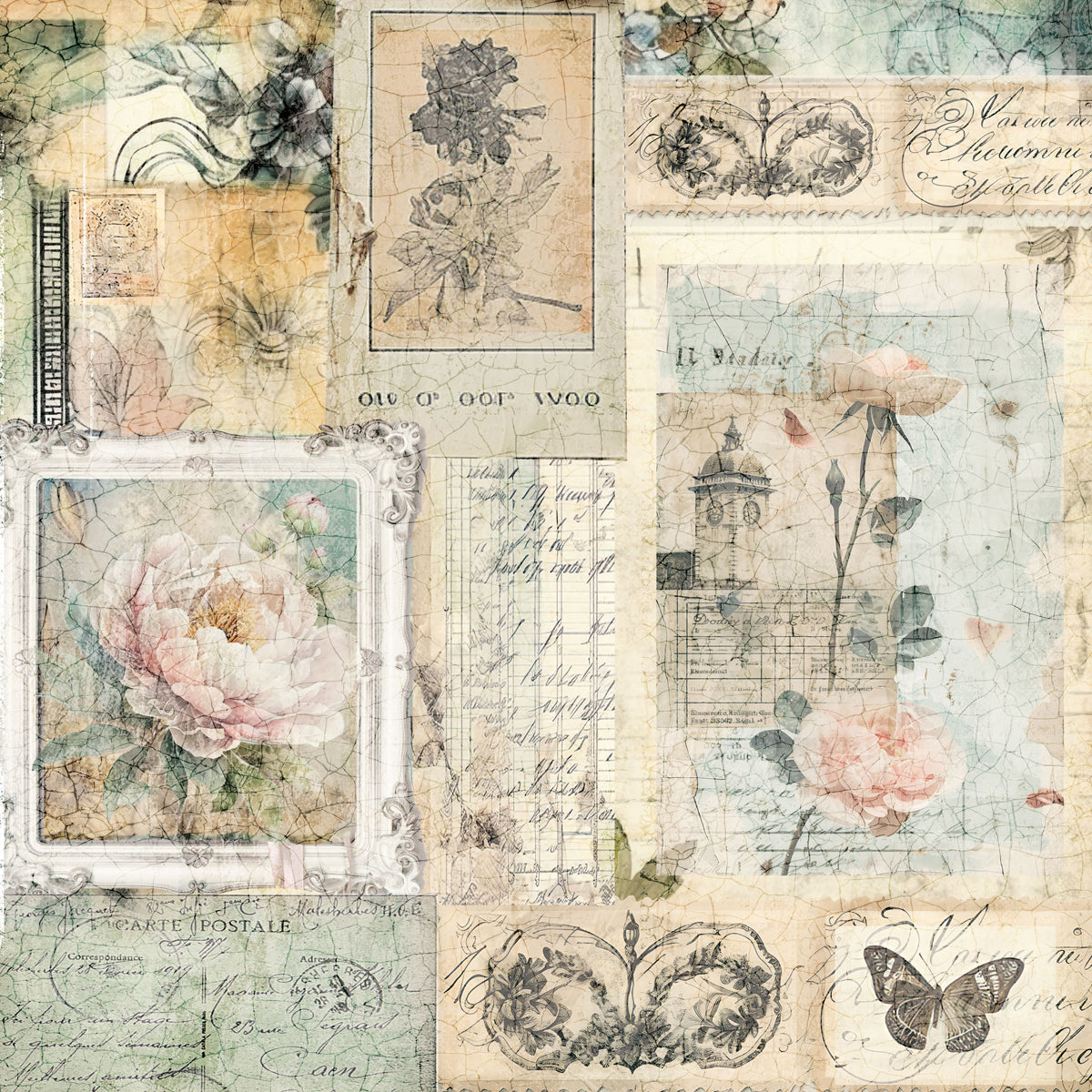 Crafters Companion 12” x 12” Paper Pad - Distressed Florals