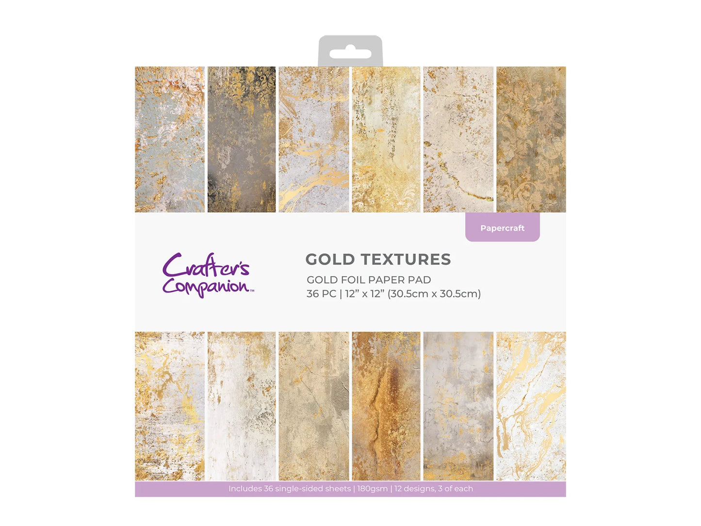 Crafter's Companion 12”x12” Paper Pad - Gold Textures