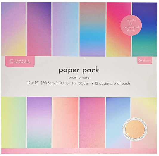 Crafters Companion 12” x 12 Paper Pad - Pearl Ombre