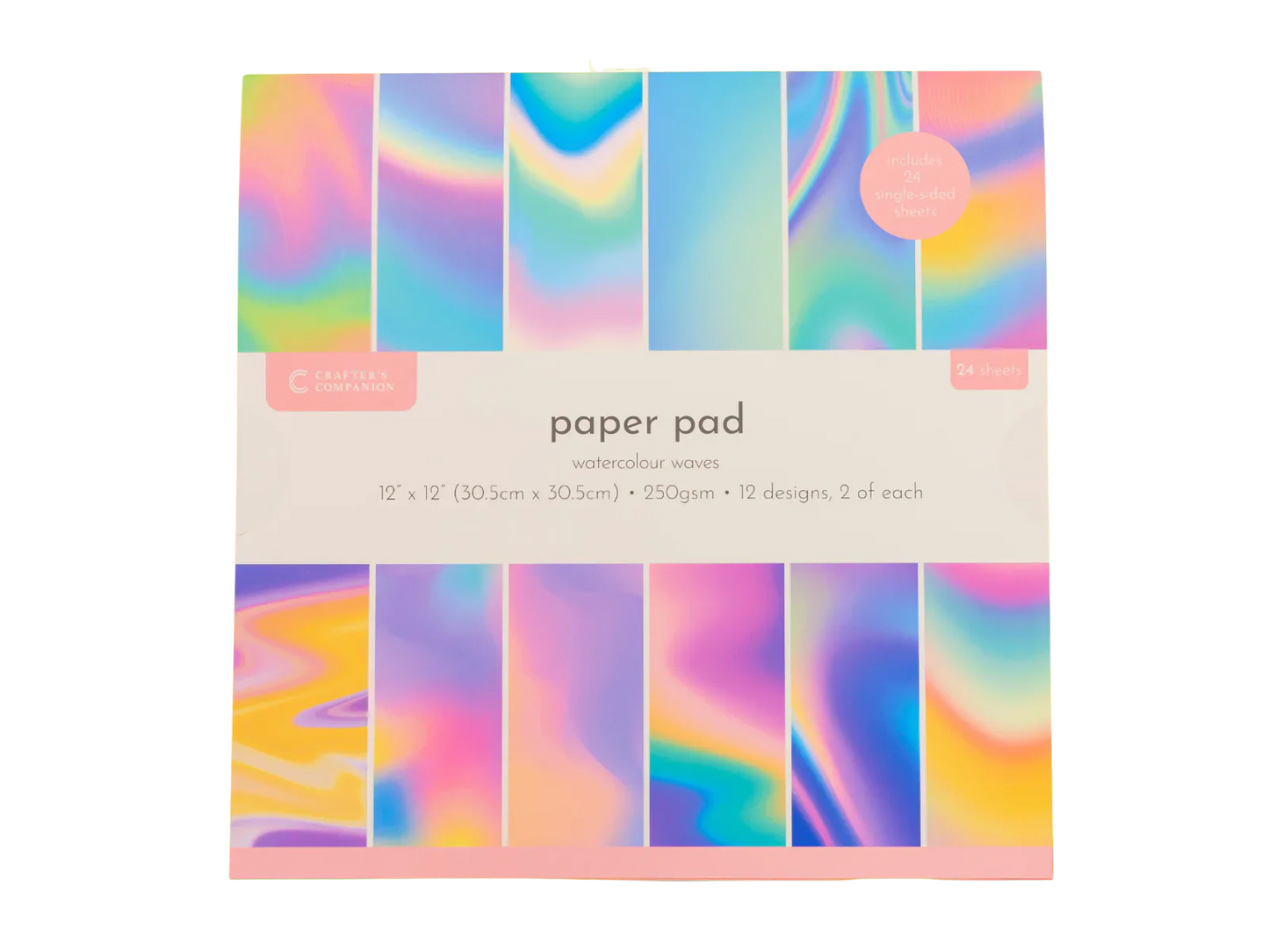 Crafter’s Companion 12”x12” Paper Pad - Watercolour Waves 