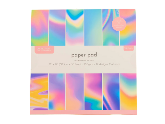 Crafter’s Companion 12”x12” Paper Pad - Watercolour Waves 