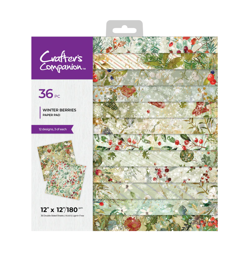 Crafter's Companion 12"x12" Paper Pad - Winter Berries