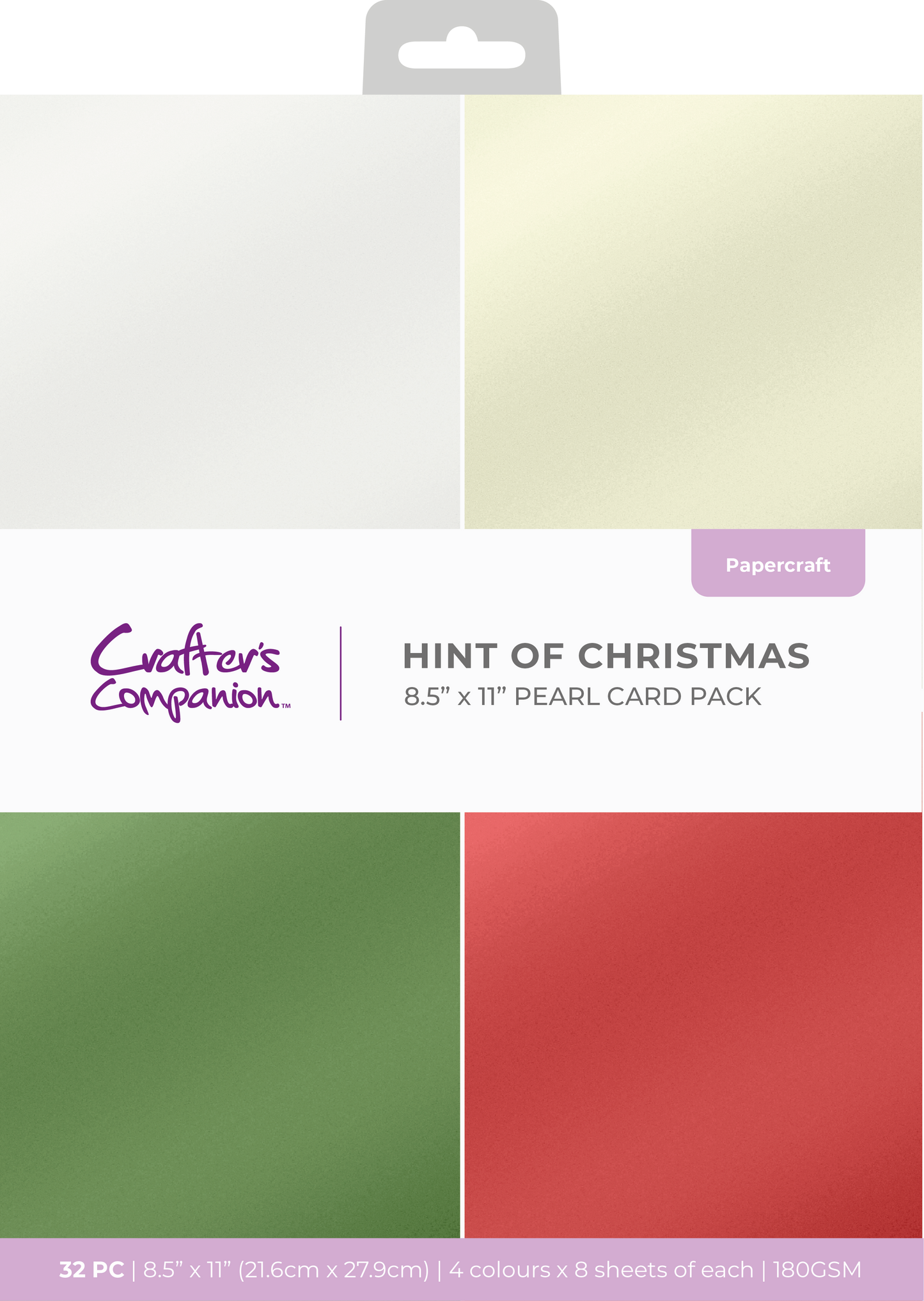 Crafter's Companion 8.5 x 11 Pearl Card Pack - Hint of Christmas