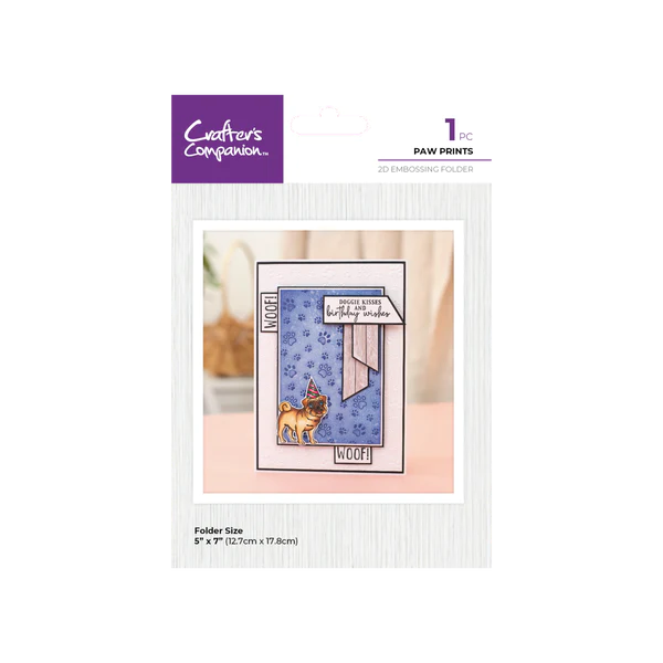 Crafter's Companion Pets Rule 2D Embossing Folder 5"x7" - Paw Prints