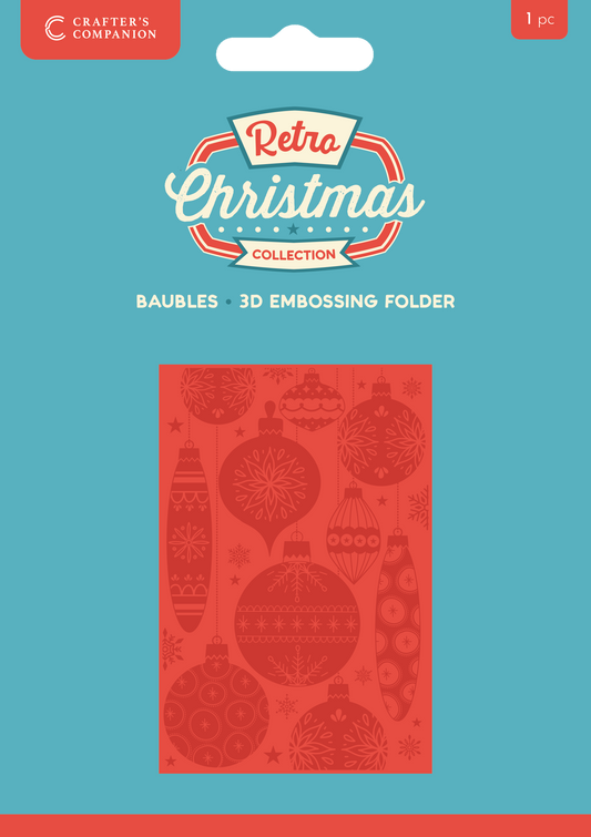 Crafter's Companion Retro Christmas Collection 6"x4" 3D Embossing Folder - Baubles