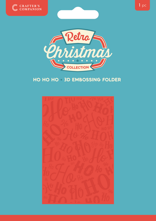 Crafter's Companion Retro Christmas Collection 6"x4" 3D Embossing Folder - Ho Ho Ho