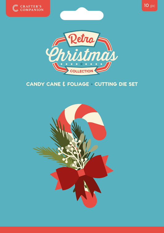 Crafter's Companion Retro Christmas Collection Metal Die Set - Candy Cane & Foilage