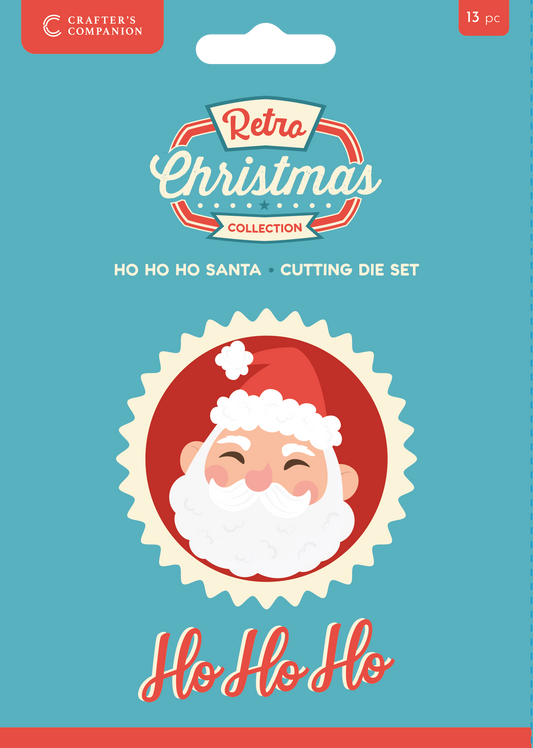 Crafter's Companion Retro Christmas Collection Metal Die Set - Ho Ho Ho Santa