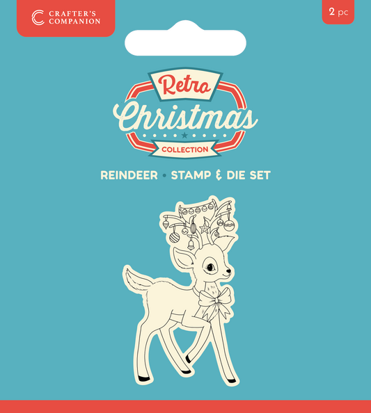Crafter's Companion Retro Christmas Collection Stamp & Die Set - Reindeer
