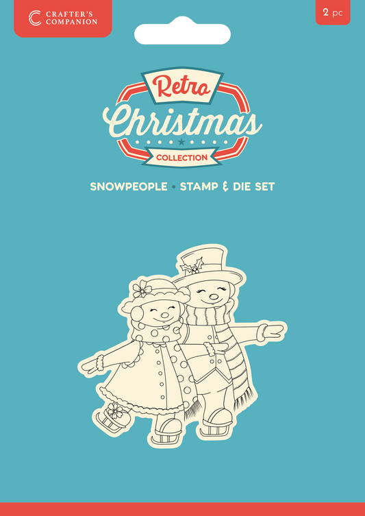 Crafter's Companion Retro Christmas Collection Stamp & Die Set - Snowpeople