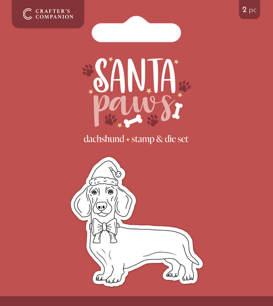 Crafter's Companion Santa Paws Stamp and Die - Dachshund