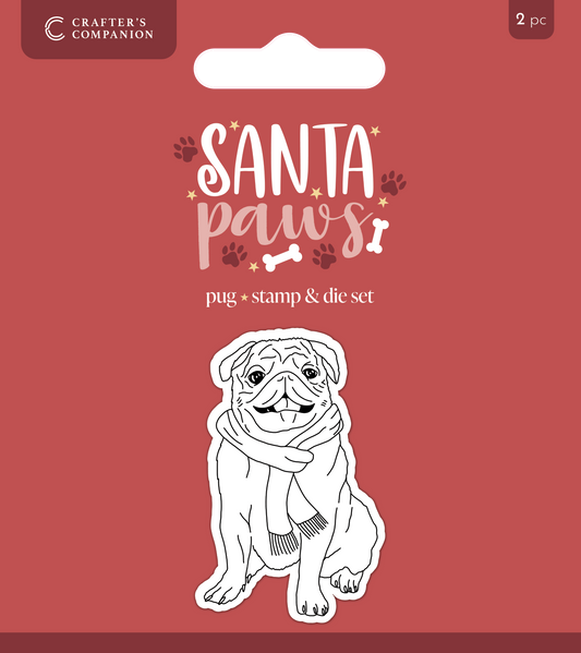 Crafter's Companion Santa Paws Stamp and Die - Pug