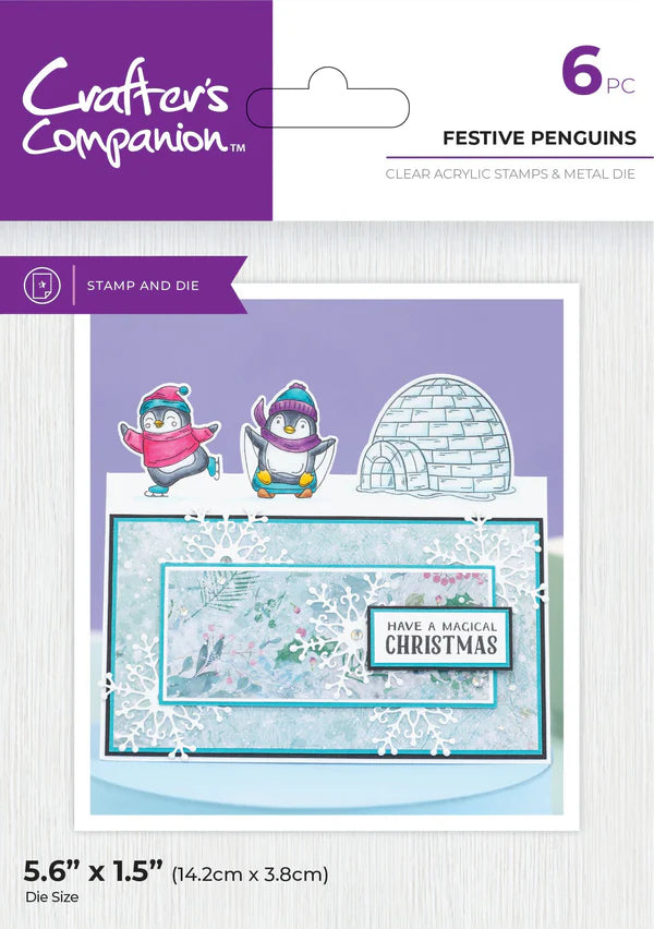 Crafters Companion Stamp and Die - Festive Penguins