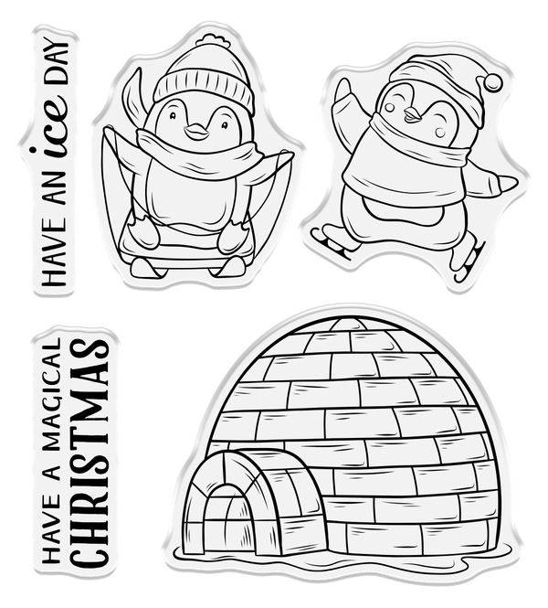 Crafters Companion Stamp and Die - Festive Penguins