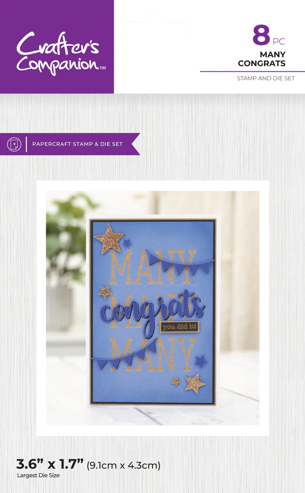 Crafter's Companion Stamps & Dies - Many Congrats