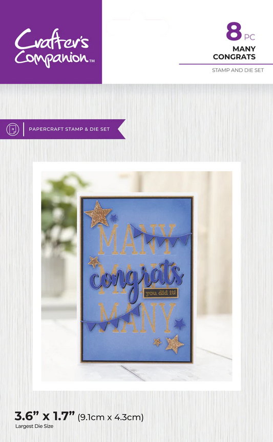 Crafter's Companion Stamps & Dies - Many Congrats
