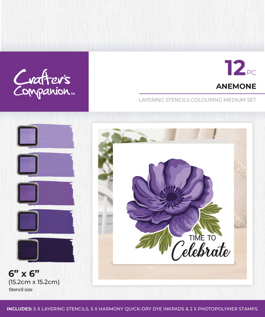 Crafters Companion - Layering Stencils Colouring Medium Set - Anemone