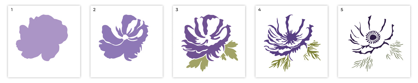 Crafters Companion - Layering Stencils Colouring Medium Set - Anemone