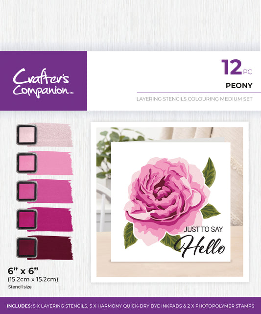 Crafters Companion - Layering Stencils Colouring Medium Set- Peony