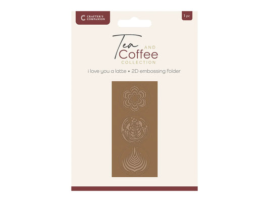 Crafter’s Companion Tea & Coffee Collection 2.75″ x 5.75″ 2D Embossing Folder - I Love You a Latte