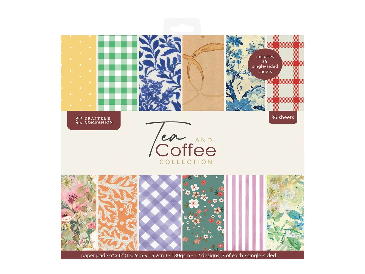 Crafter’s Companion Tea & Coffee Collection 6″ X 6″ Paper Pad