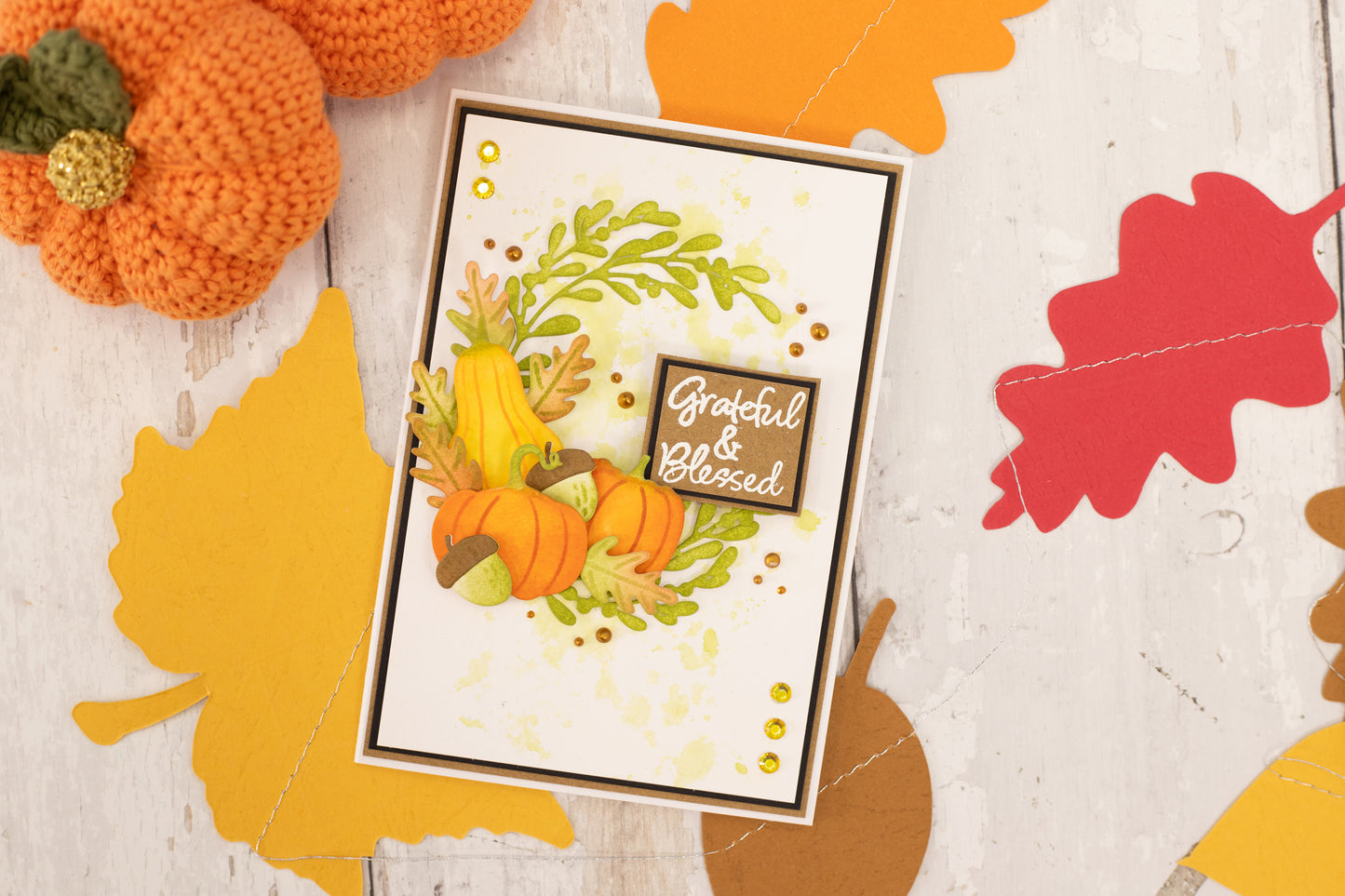 Crafters Companion Thanksgiving Collection Stamp & Die Set - Grateful & Blessed