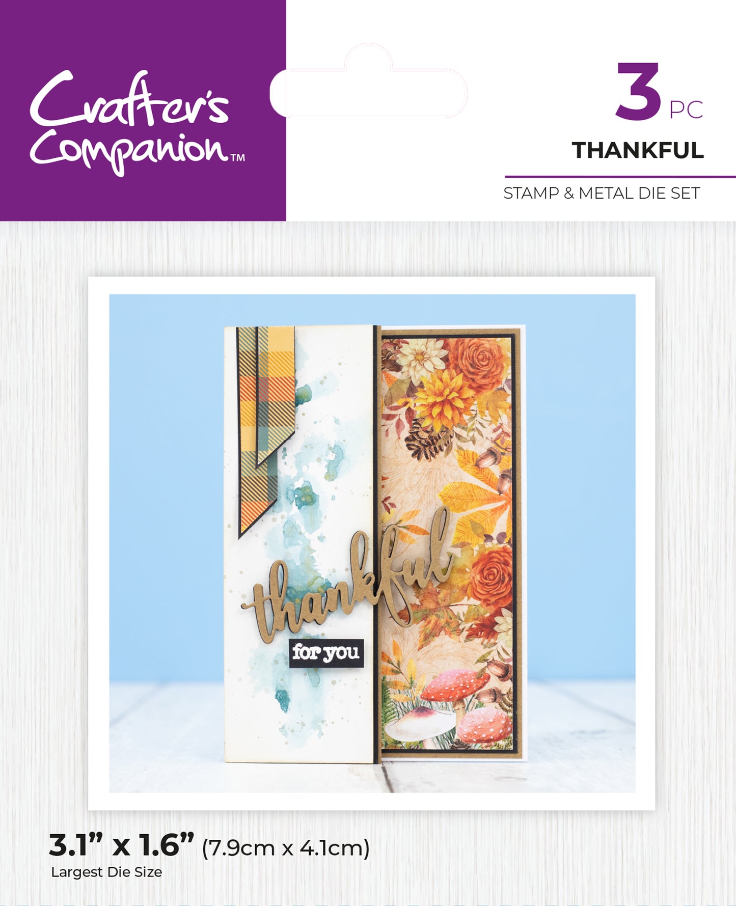 Crafters Companion Thanksgiving Collection Stamp & Die Set - Thankful