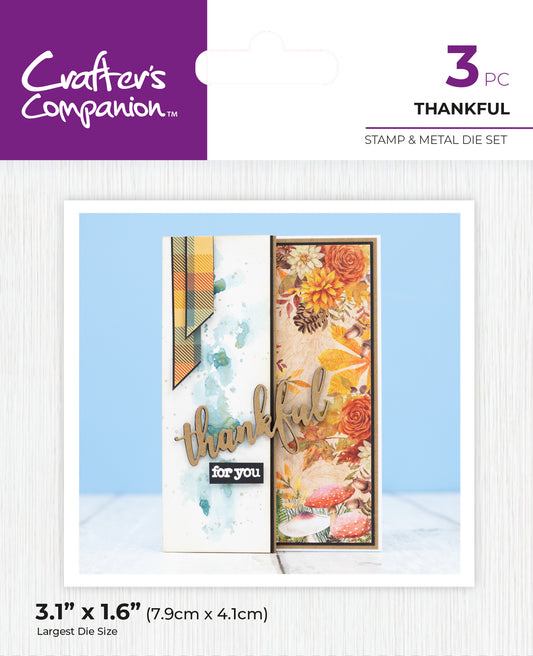 Crafters Companion Thanksgiving Collection Stamp & Die Set - Thankful