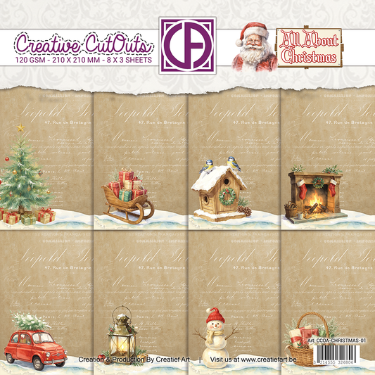 Creatief Art - "Vintage Parchment" - Collage Paper -  All About Christmas