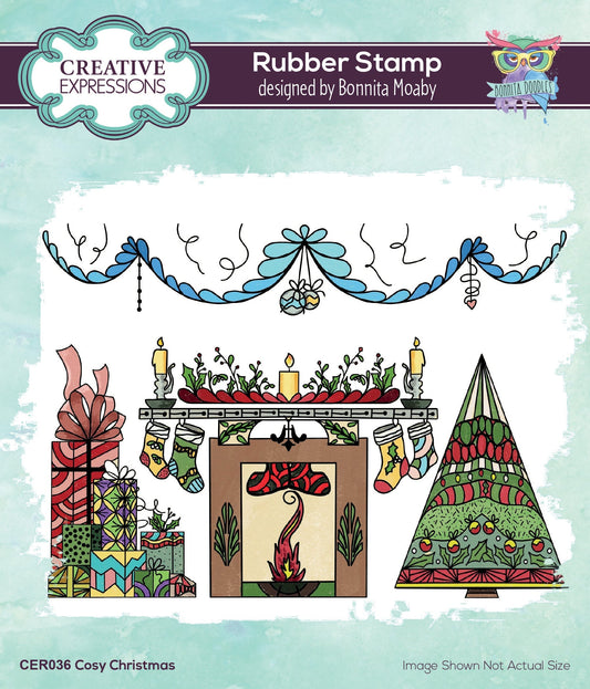 Creative Expressions Bonnita Moaby Cosy Christmas 5.8 in x 4.2 in Rubber Stamp