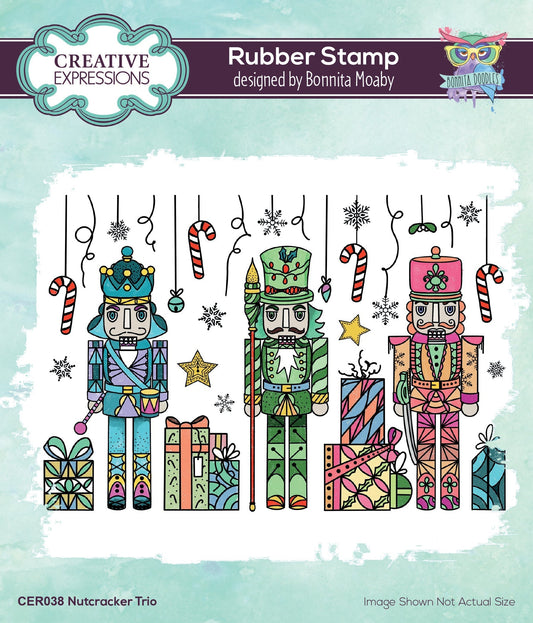 Creative Expressions Bonnita Moaby Nutcracker Trio 5.9 in x 4 in Rubber Stamp
