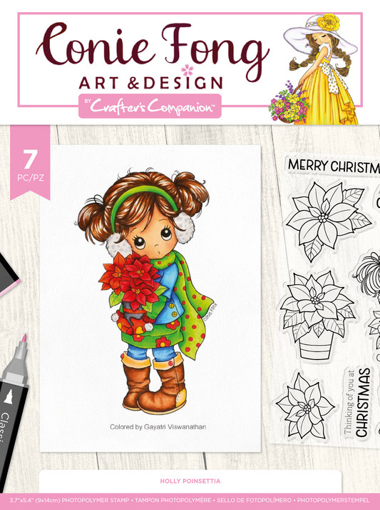 Conie Fong Photopolymer Stamp - HOLLY POINSETTIA