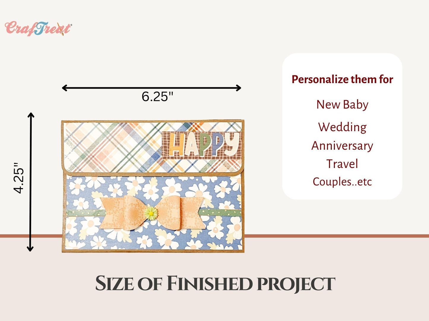 Craftreat Scrapbook Blank Quick Folio - Wallet - Black, Kraft and White