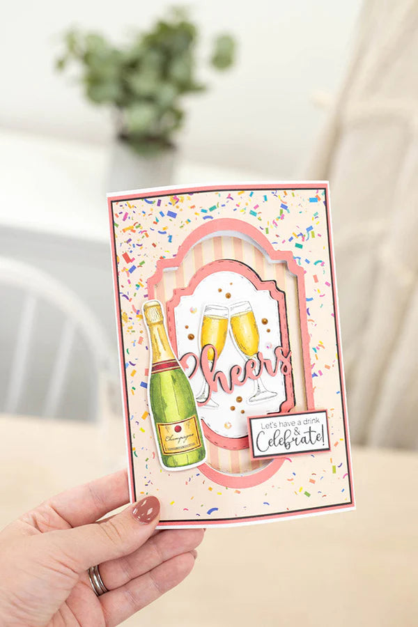 Gemini Cheers To You Stamp & Die - Champagne Celebrations
