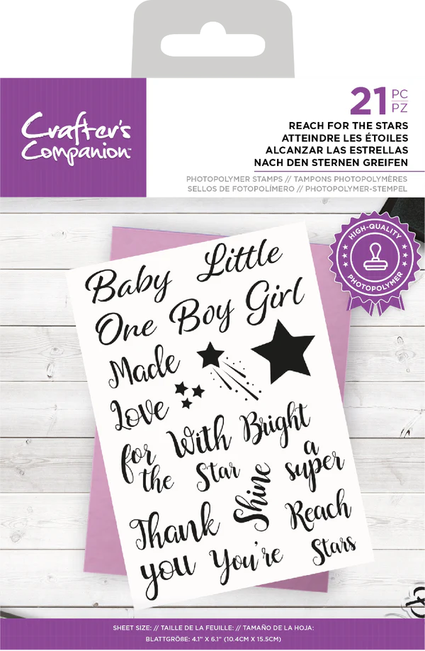 Crafters Companion Clear Acrylic Stamp - Reach For the Stars