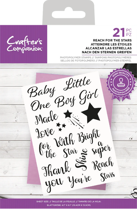 Crafters Companion Clear Acrylic Stamp - Reach For the Stars