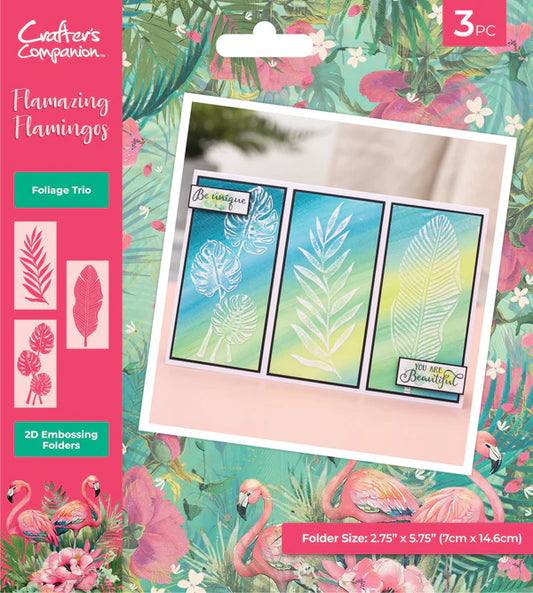 Flamazing Flamingos 2D Embossing Folders 2.75" x 5.75" 3 piece - Foliage Trio