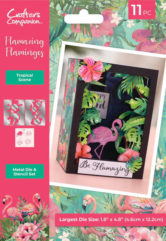 *Flamazing Flamingos Metal Dies with Stencil 11 piece - Tropical Scene