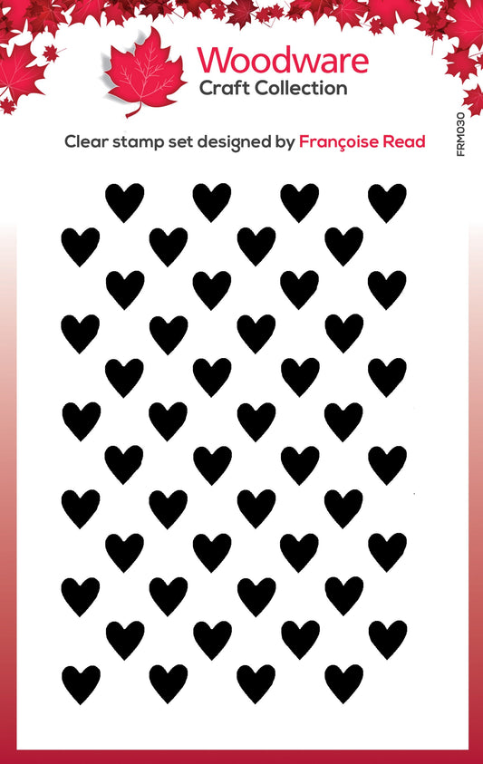 Woodware Clear Singles Mini Heart Background 3.8 in x 2.6 in Stamp