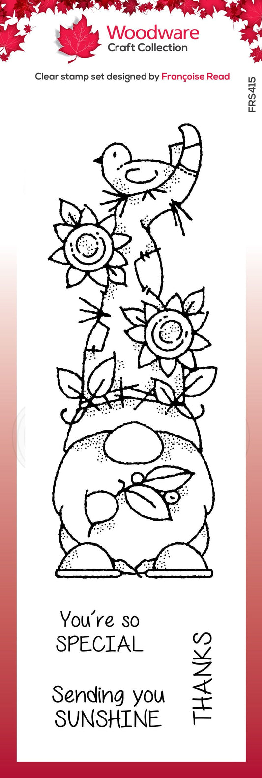 Woodware Clear Singles Sunflower Hat 8 in x 2.6 in Stamp